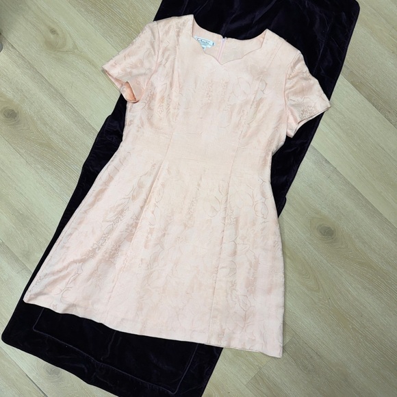 Talbots pastel pink short sleeves feminine brocade mini dress Plus size 18 - Picture 2 of 16